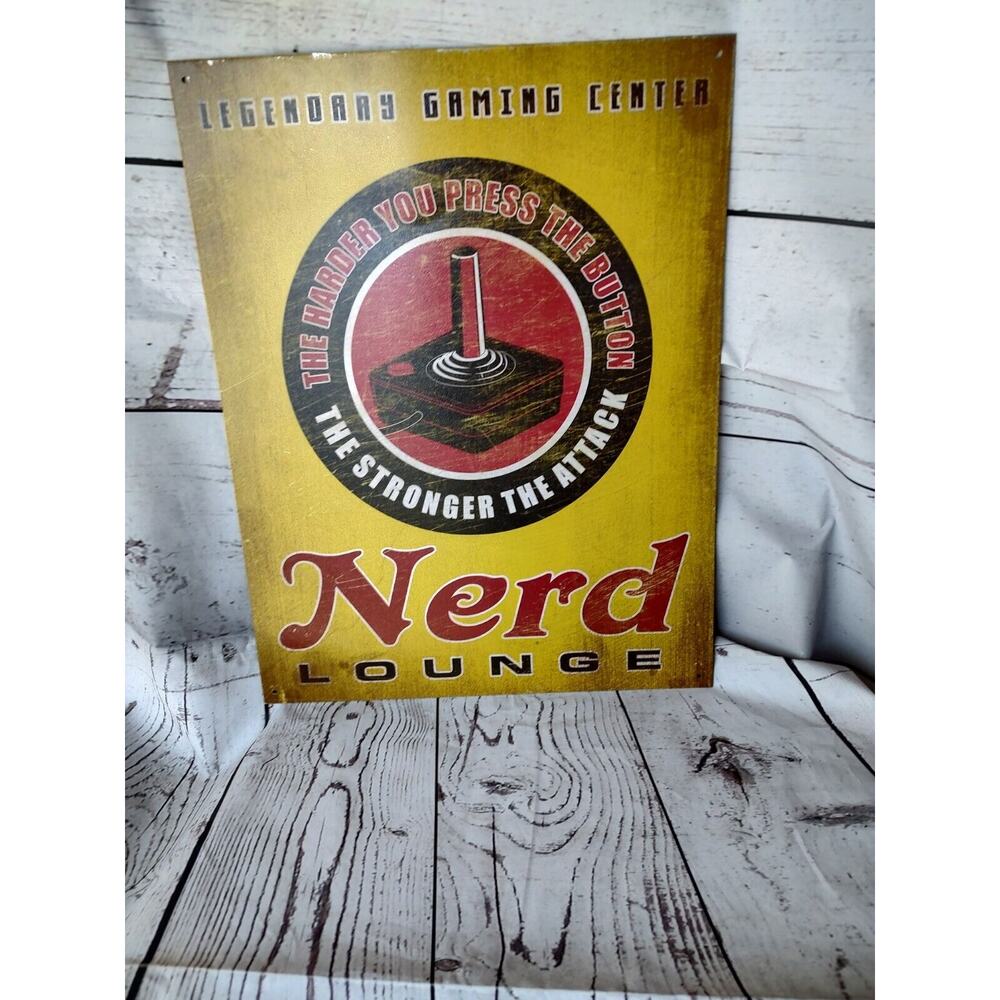 Nerd Lounge Metal Hanging Sign Man Cave Gaming Room